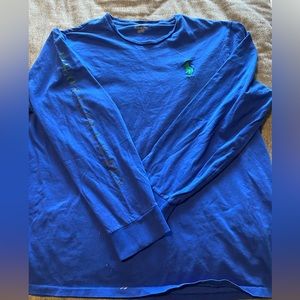 Polo Ralph Lauren Men's Big Pony Logo Graphic Print Long‎ Sleeve T-Shirt SZ XXL